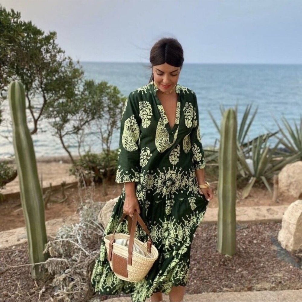 Zara blogger favorite cotton printed ruffle tier dress NWT